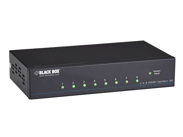 Black Box VSP-HDMI1X8-4K, HDMI, 8x HDMI, 3840 x 2160 pikseliä, Musta, cUL, UL, RoHS2, 90 x 95 x 210 mm