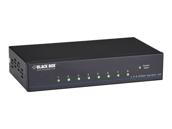 Black Box 4K HDMI Splitter 1 x 8 - Video/lyd-splitter - 8 x HDMI - stasjonær, rackmonterbar - TAA-samsvar