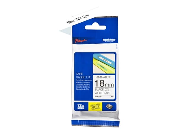 Brother TZe-241 - Standardlim - svart på vitt - Rulle (1,8 cm x 8 m) 1 kassett(er) bandlaminat - för Brother PT-D600; P-Touch PT-1880, D450, E310, E5