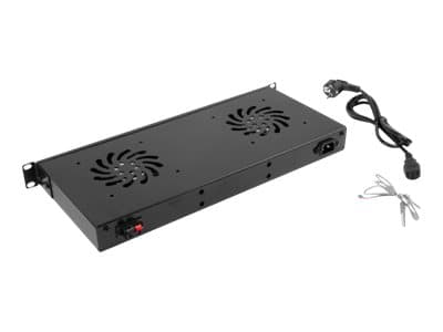 Lanberg - Rackviftepanel - med termostat, 2 kjølevifter - 230 V - RAL 9004, svart - 1U - 19"
