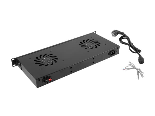 Lanberg - Rackviftepanel - med termostat, 2 kjølevifter - 230 V - RAL 9004, svart - 1U - 19"