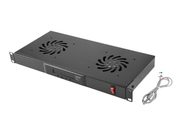 Lanberg - Rackviftepanel - med termostat, 2 kjølevifter - 230 V - RAL 9004, svart - 1U - 19"