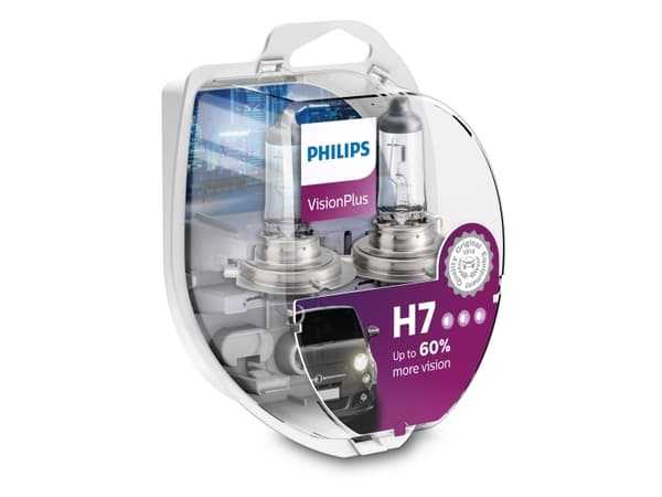 Philips VisionPlus 12972VPS2 Pære til frontlys, 55 W, 12 V, H7, Halogen, 3250 K, 2 stykker