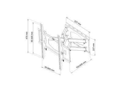 ART AR-65 - Monteringssett (veggmontering, grensesnittsbrakett, 2 leddarmer) - for flatpanel - metall - svart pulverjakke - skjermstørrelse: 32"-60"