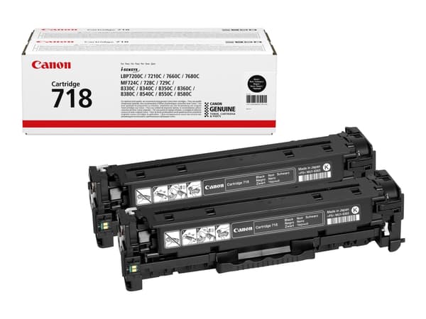 Canon 718 Black - 2-pack - svart - original - tonerpatron - for i-SENSYS LBP7210, LBP7660, LBP7680, MF728, MF729, MF8340, MF8360, MF8540, MF8550, MF8