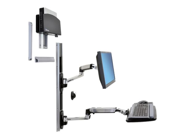 Ergotron LX - Monteringssett (CPU-holder, musholder, 2 spordekker, tastaturarm, 2 kabelkanaler, håndleddsstøtte, veggspor 10", veggspor 34", displaya