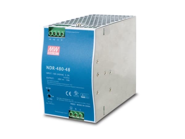 MEAN WELL PWR-480-48 - Strømforsyning (DIN-skinnemonterbar) - AC 100-240/ DC 127-370 V - 480 watt