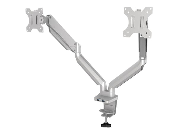 Fellowes Platinum Series - Monteringssett - justerbare dobbeltarmer - for 2 skjermer - aluminium - sølv - skjermstørrelse: inntil 27" - skrivebordsmo