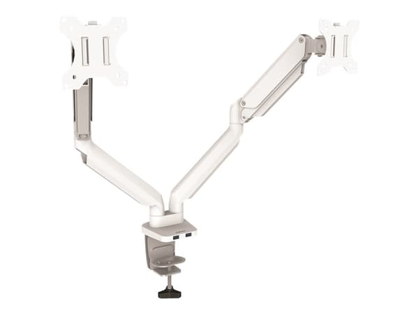 Fellowes Platinum Series - Monteringssett - justerbare dobbeltarmer - for 2 skjermer - aluminium - hvit - skjermstørrelse: inntil 27" - skrivebordsmo