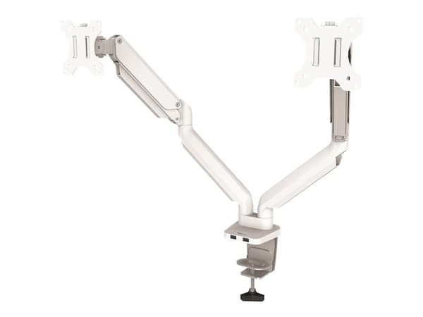 Fellowes Platinum Series - Monteringssett - justerbare dobbeltarmer - for 2 skjermer - aluminium - hvit - skjermstørrelse: inntil 27" - skrivebordsmo