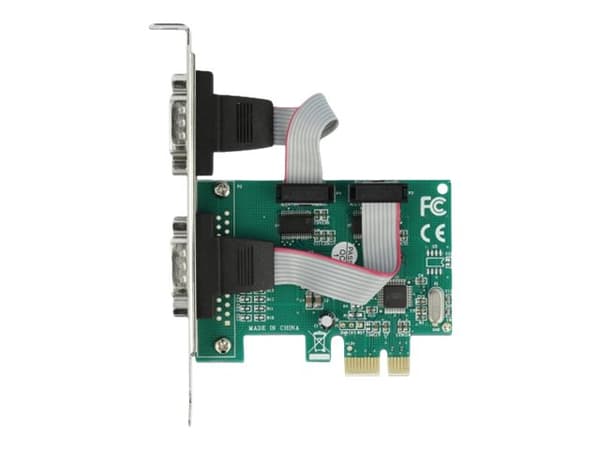 Delock PCI Express Card to 2 x Serial RS-232 - Seriell adapter - PCIe 1.1 låg profil - RS-232 x 2 - grön