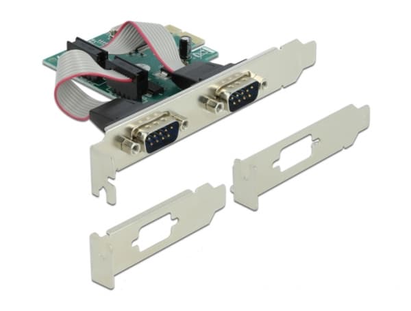 Delock PCI Express Card to 2 x Serial RS-232 - Seriell adapter - PCIe 1.1 låg profil - RS-232 x 2 - grön