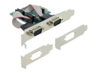 Delock PCI Express Card to 2 x Serial RS-232 - Seriell adapter - PCIe 1.1 låg profil - RS-232 x 2 - grön