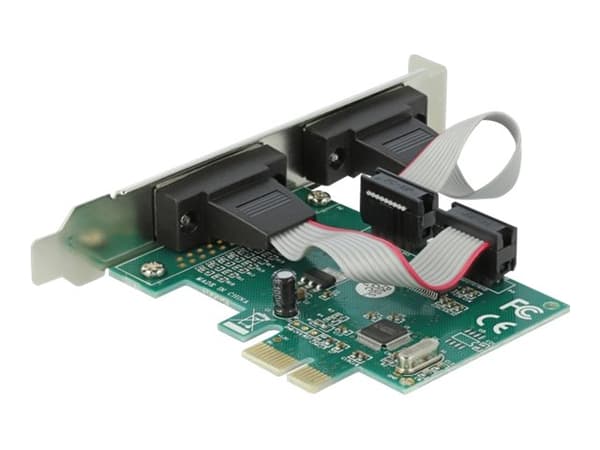 Delock PCI Express Card to 2 x Serial RS-232 - Seriell adapter - PCIe 1.1 låg profil - RS-232 x 2 - grön