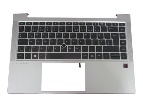 HP - Ersättningstangentbord för bärbar dator - med pekpinne, ClickPad - bakgrundsbelyst - tysk - med övre skydd - för EliteBook 840 G7 Notebook