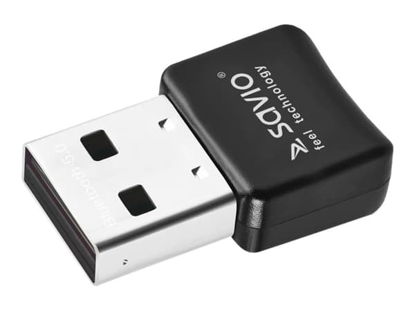 SAVIO BT-050 - Nätverksadapter - USB 2.0 - Bluetooth 5.0, Bluetooth 5.0 LE - svart