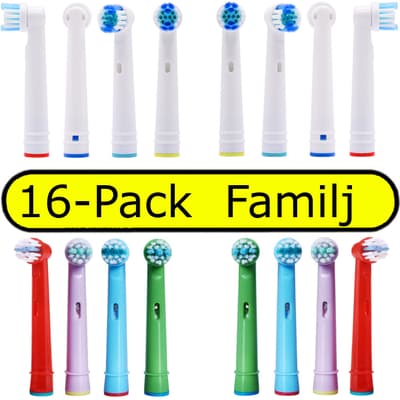 Oral-B kompatibla tandborsthuvuden Familj Mix Barn och Vuxna 16-Pack