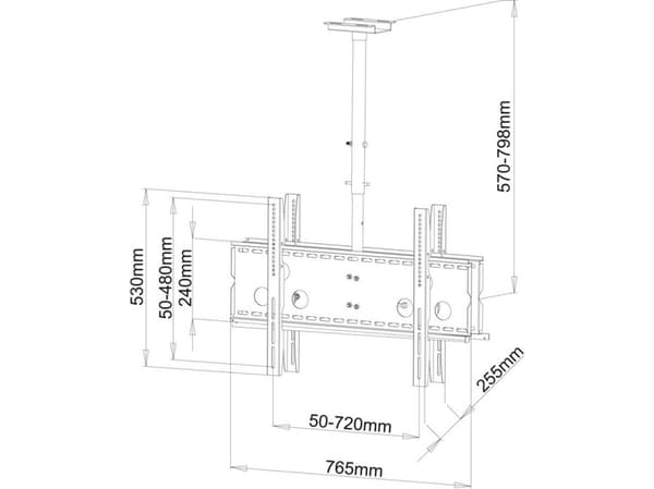 ART AR-21D - Konsol - för LCD-TV - metall - svart - skärmstorlek: 30"-65" - takmonterbar