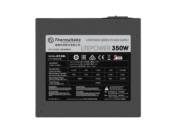 Thermaltake Litepower II, 350 W, 230 V, 50/60 Hz, 4 A, Aktiv, 90 W