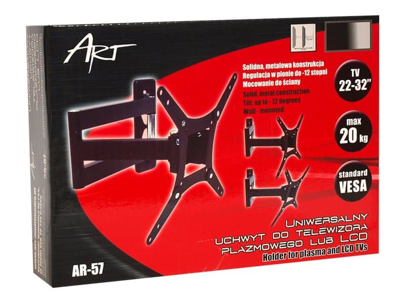 ART AR-57 - Konsol - justerbar arm - för LCD-TV - metall - pulverlackerad svart - skärmstorlek: 17"-32" - väggmonterbar