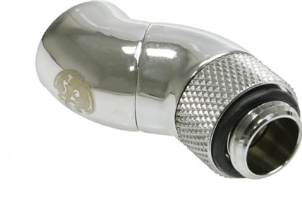Bitspower BP-90R2 - Liquid cooling system rotational angled extender - skinnende sølv