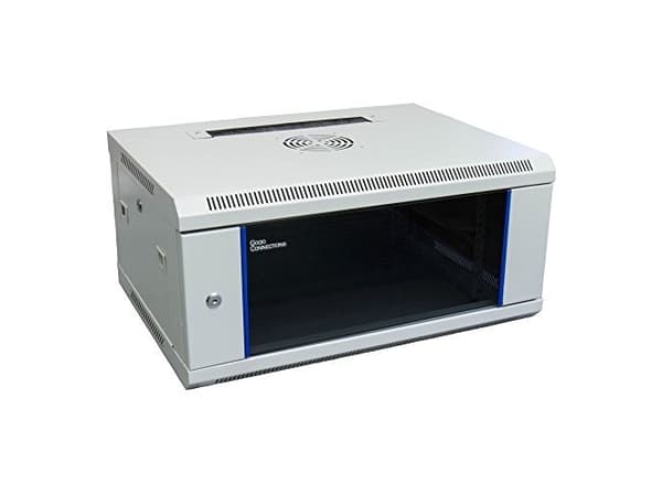 19" seinäkiinnitteinen kotelo, 4U, vaaleanharmaa (RAL7035) 600 x 450mm, täysin koottu, Good Connections® (GC-R0001)