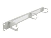 Delock Cable Management Brush Strip with 3 hooks - Styringspanel for rackkabler med børste - grå - 1U - 19"