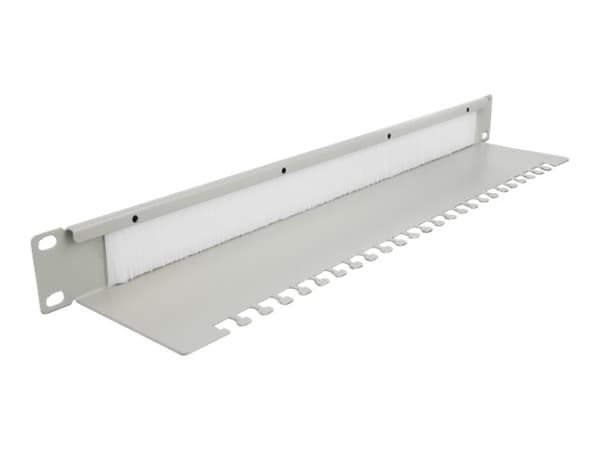 Delock Cable Management Brush Strip with Cable Support Plate - Styringspanel for rackkabler med børste - grå - 1U - 19"