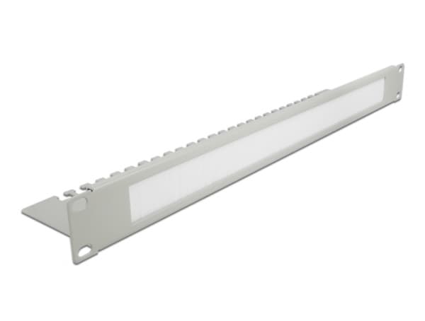 Delock Cable Management Brush Strip with Cable Support Plate - Styringspanel for rackkabler med børste - grå - 1U - 19"
