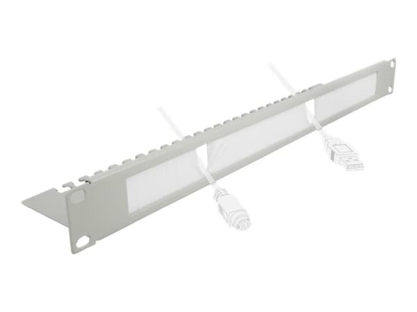 Delock Cable Management Brush Strip with Cable Support Plate - Styringspanel for rackkabler med børste - grå - 1U - 19"