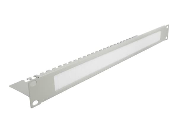 Delock Cable Management Brush Strip with Cable Support Plate - Styringspanel for rackkabler med børste - grå - 1U - 19"