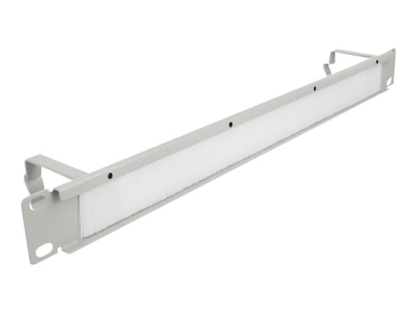 Delock Cable Management Brush Strip with 2 hooks - Styringspanel for rackkabler med børste - grå - 1U - 19"