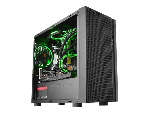 Thermaltake Versa H18 - Tower - micro ATX - genomskinlig sidopanel - ingen strömförsörjning (PS/2) - svart - USB/ljud Svart