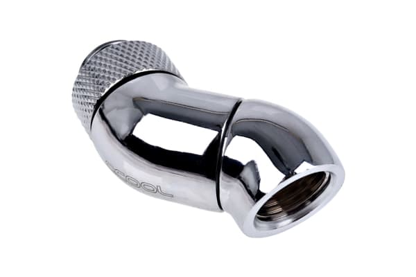 Alphacool Eiszapfen Connector Series Double 45° Angle Adapter - Vinklet armaturadapter for væskekjølesystem - sølvnikkel
