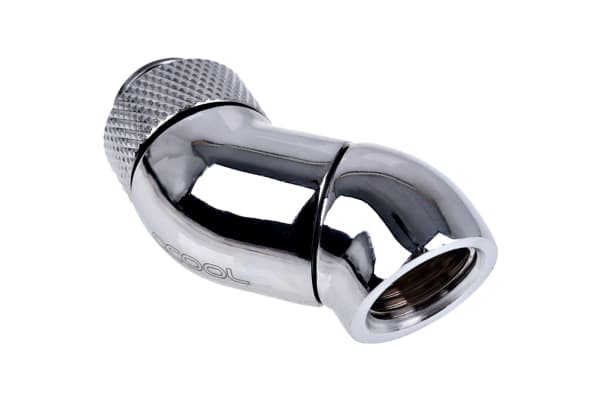 Alphacool Eiszapfen Connector Series Double 45° Angle Adapter - Vinklet armaturadapter for væskekjølesystem - sølvnikkel