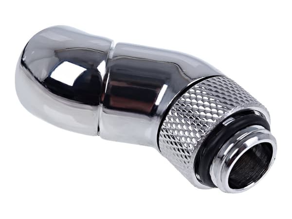Alphacool Eiszapfen Connector Series Double 45° Angle Adapter - Vinklet armaturadapter for væskekjølesystem - sølvnikkel