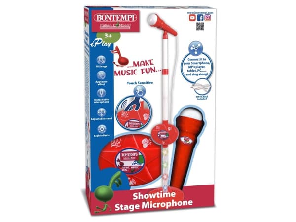 Bontempi Showtime Stage Microphone with connection to music devices, Lelumikrofoni, 3 vuosi/vuosia, AA, Monivärinen