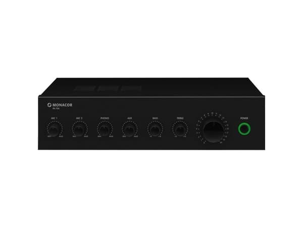 Monacor PA-704 ELA-forstærkere 70 W 4-kanals