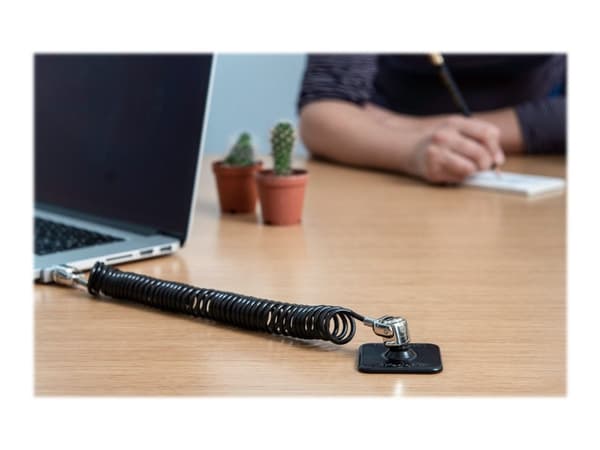 Compulocks lås med nyckel för dubbla huvud med spolad kabel - säkerhetskabellås