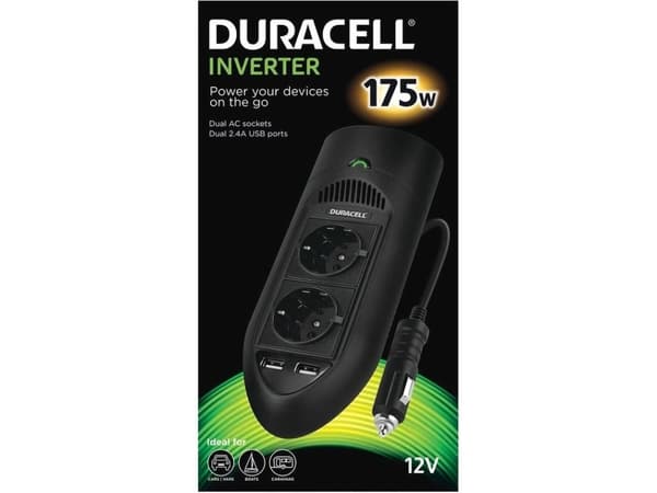 Duracell DRINV15-EU strømadapter og vekselretter Innendørs 175 W Sort