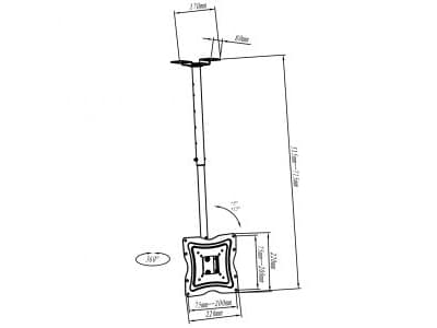 ART AR-21XP - Konsol - för LCD-TV - metall - pulverlackerad svart - skärmstorlek: 13"-37" - takmonterbar