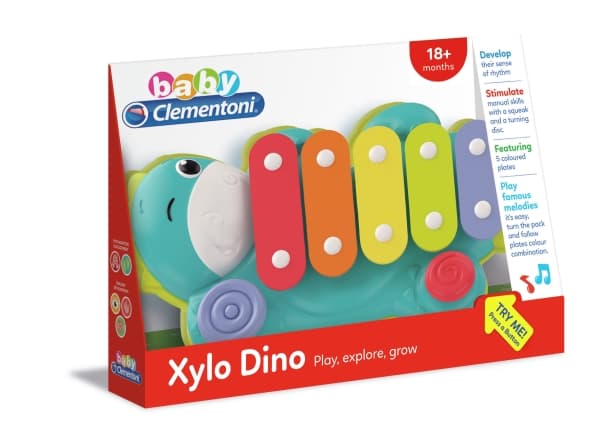 Clementoni Xylo Dino, Lelumusiikki-instrumentti, Ksylofoni, 1,5 vuosi/vuosia, 413 g, Monivärinen