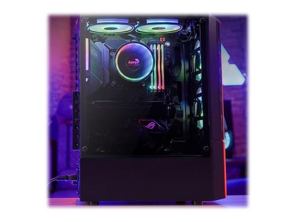 AeroCool Quantum - Mid tower - ATX - sidepanel med vindu (herdet glass) - ingen strømforsyning (ATX) - svart - USB/lyd