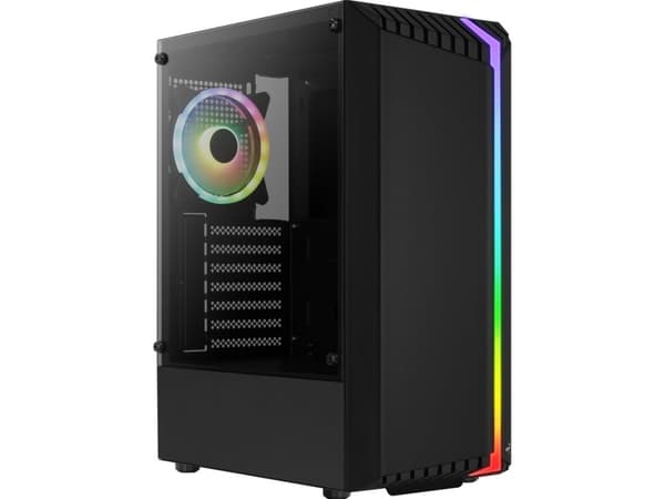 AeroCool PGS V Series Bionic - Tempered Glass Edition - mid tower - ATX - ingen strömförsörjning (ATX) - svart - USB/ljud