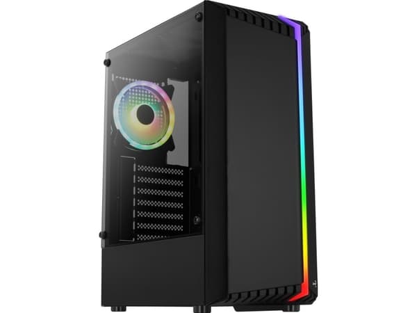 AeroCool PGS V Series Bionic - Tempered Glass Edition - mid tower - ATX - ingen strömförsörjning (ATX) - svart - USB/ljud