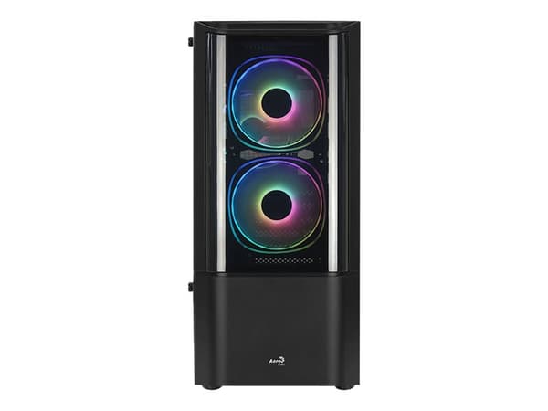 AeroCool Quantum - Mid tower - ATX - genomskinlig sidopanel (härdat glas) - ingen strömförsörjning (ATX) - svart - USB/ljud
