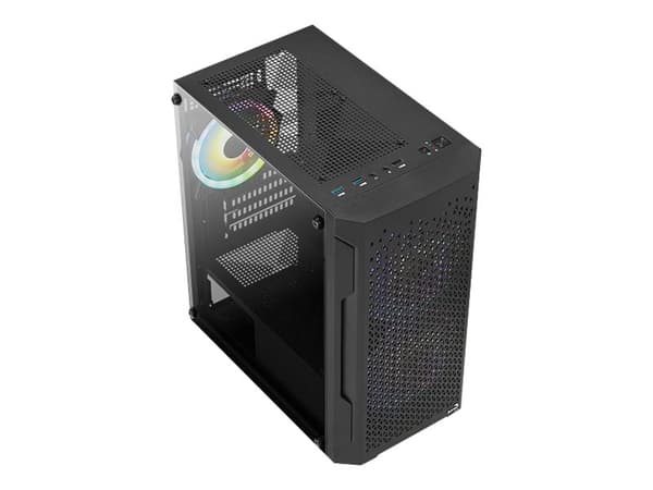 AeroCool Trinity Mini-G-BK-V2 - MT - micro-ATX - sidepanel med vindue (hærdet glass) - ingen strømforsyning (ATX) - sort - USB/Lyd