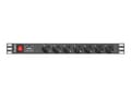 Miniatyrbilde 4 av 5: Lanberg PDU-07F-0200-IEC-BK - Strømfordelerenhet (kan monteres i rack) - AC 220-250 V - 2500 watt - enkeltfase - inngang: IEC 60320 C14 10A - utgangs