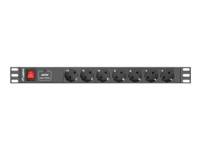 Lanberg PDU-07F-0200-IEC-BK - Strømfordelerenhet (kan monteres i rack) - AC 220-250 V - 2500 watt - enkeltfase - inngang: IEC 60320 C14 10A - utgangs
