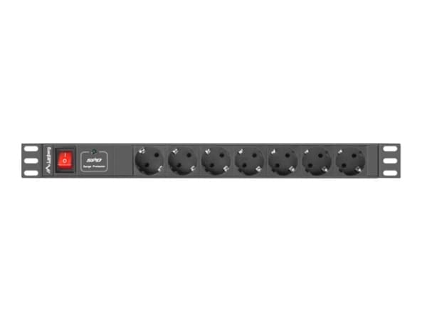 Lanberg PDU-07F-0200-IEC-BK - Strømfordelerenhet (kan monteres i rack) - AC 220-250 V - 2500 watt - enkeltfase - inngang: IEC 60320 C14 10A - utgangs